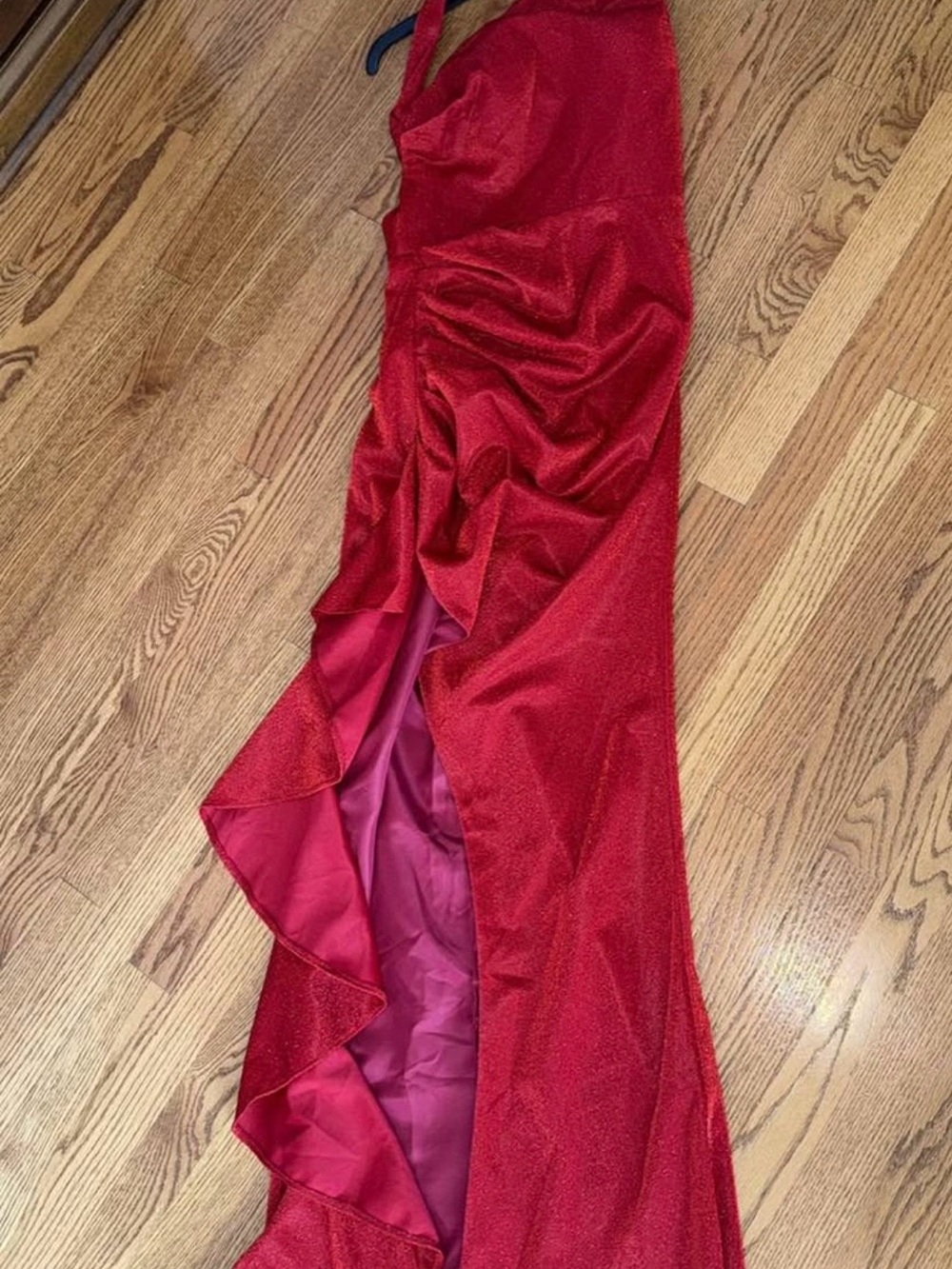 Red Ruffled Evening Gown - Picture 3 of 3
